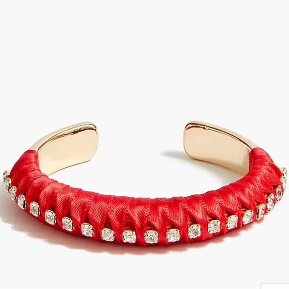 J Crew Factory Ribbon-Wrapped Cuff Bracelet Red Medium/Large BRAND NEW WITH TAGS - Picture 2 of 3